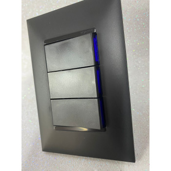 Cj Interruptor Triplo Simples 4x2 - Pial Plus + Preto